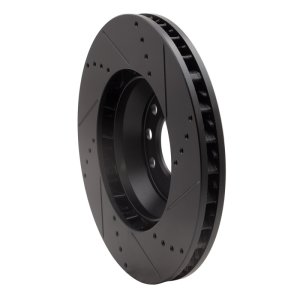 Audi Q7 Brake Rotor (1) - Right Front - R1 Concepts - Drilled & Slotted - Black - `03-`15